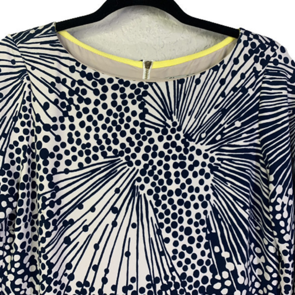 ELIZA J Navy Blue & Yellow Abstract Geometric Print‎ Shift Dress - Picture 2 of 11